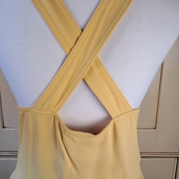 REISS Orla Butter Yellow Halter Midi Dress Crossover Neck Keyhole US Size 8 - Picture 5 of 16
